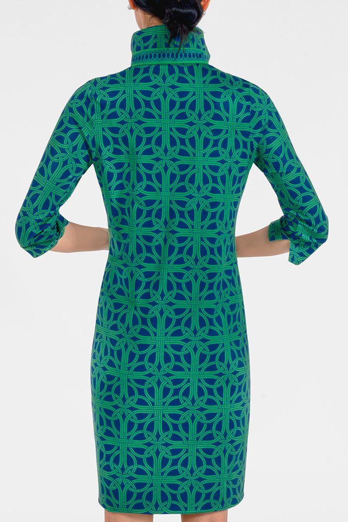 Ring Pattern Quarter-Sleeve Dress