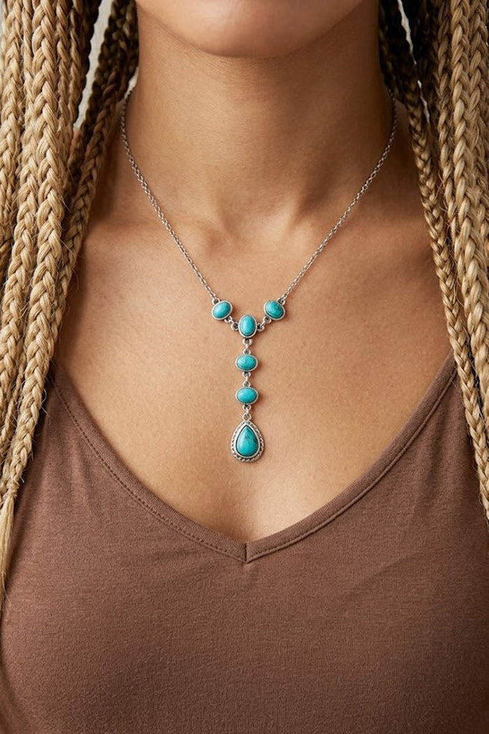 Teardrop Turquoise Western Drop Necklace