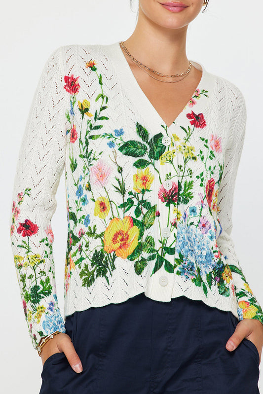 Long Sleeve Floral Pointelle Cardigan