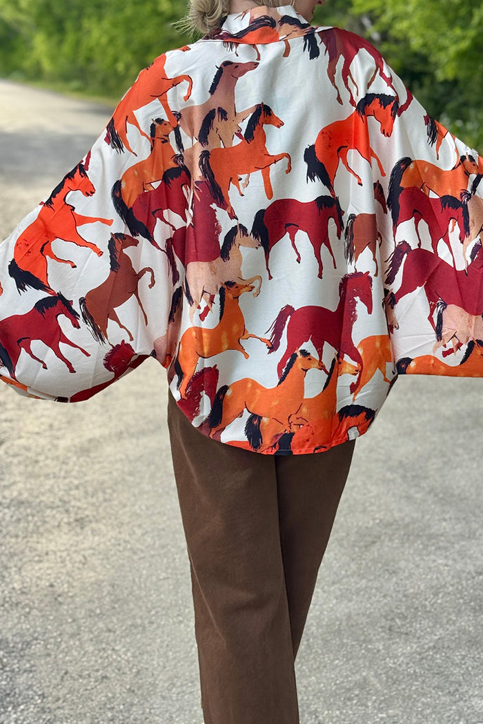 Dolman Sleeve Horse Print Top