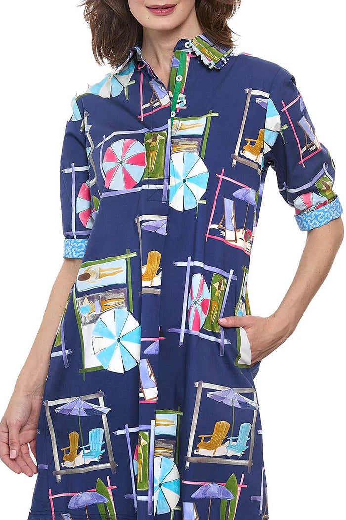 Beach Chairs Print Pocket Dress