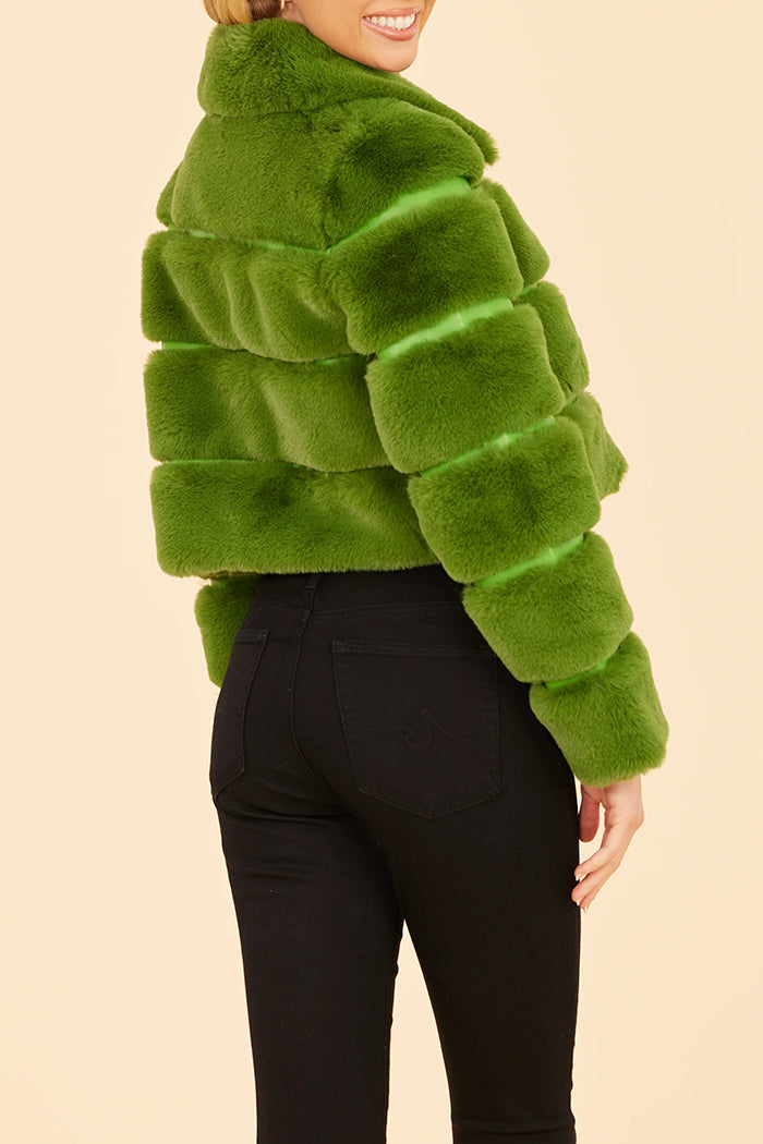 Fur Vegan Leather Cropped Jacket