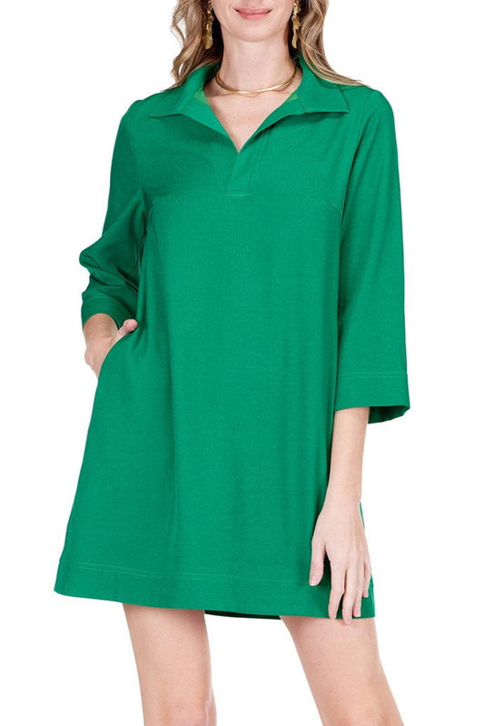 Placket Bell Sleeve Dress