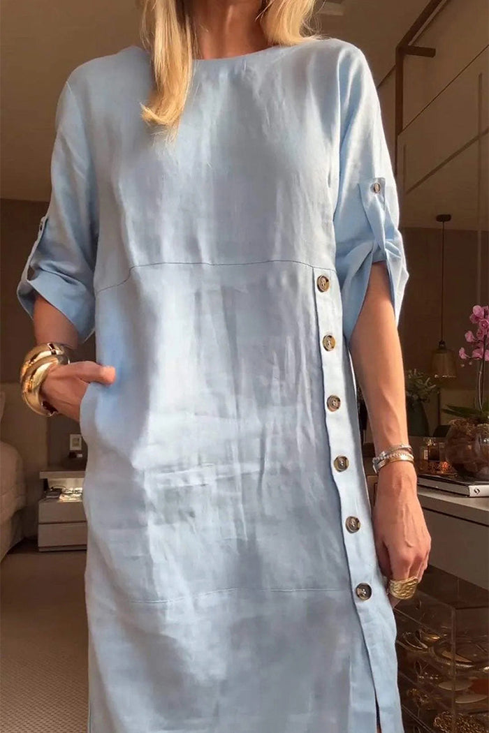 Crew Neck Plain Short Sleeve Midi Dress