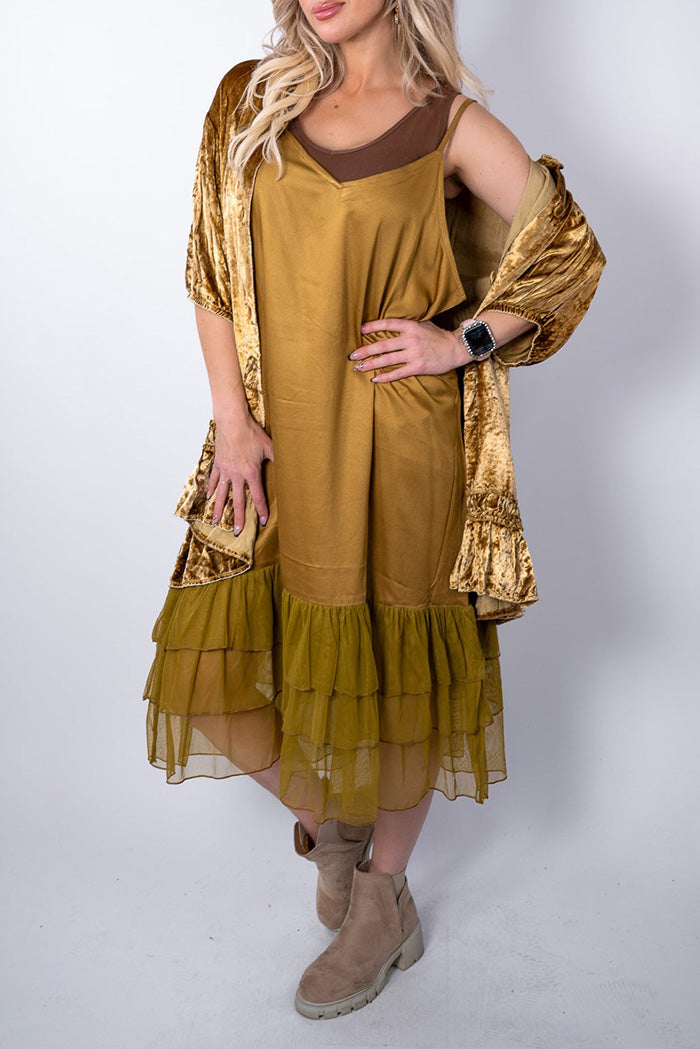 Ruffled Slip Tiered Hem Dress