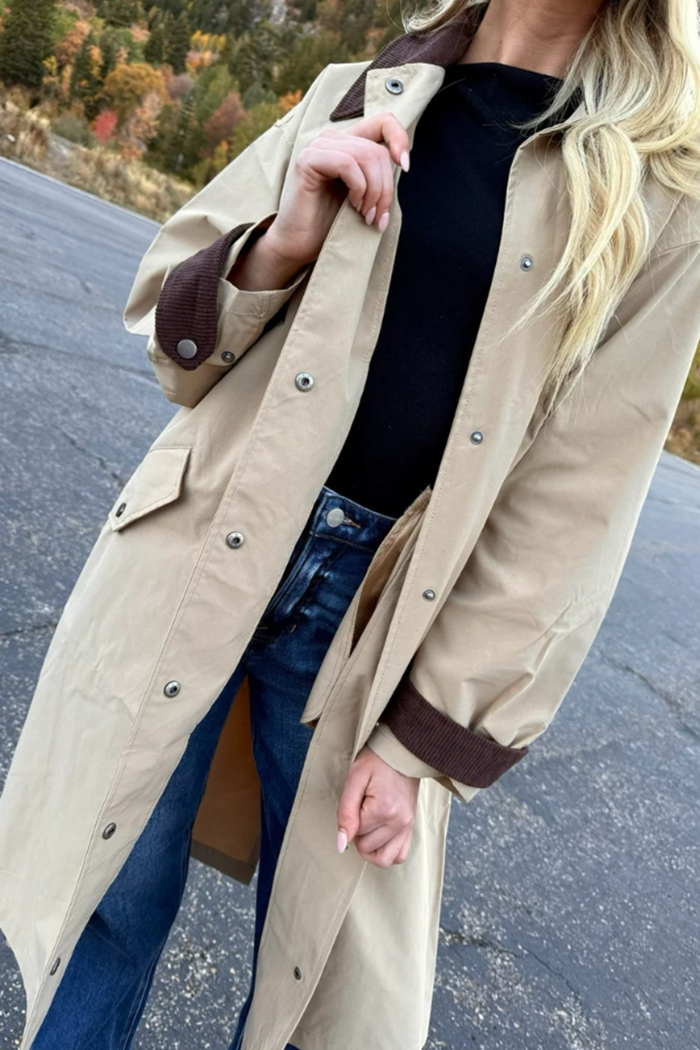Casual Corduroy Patchwork Coat