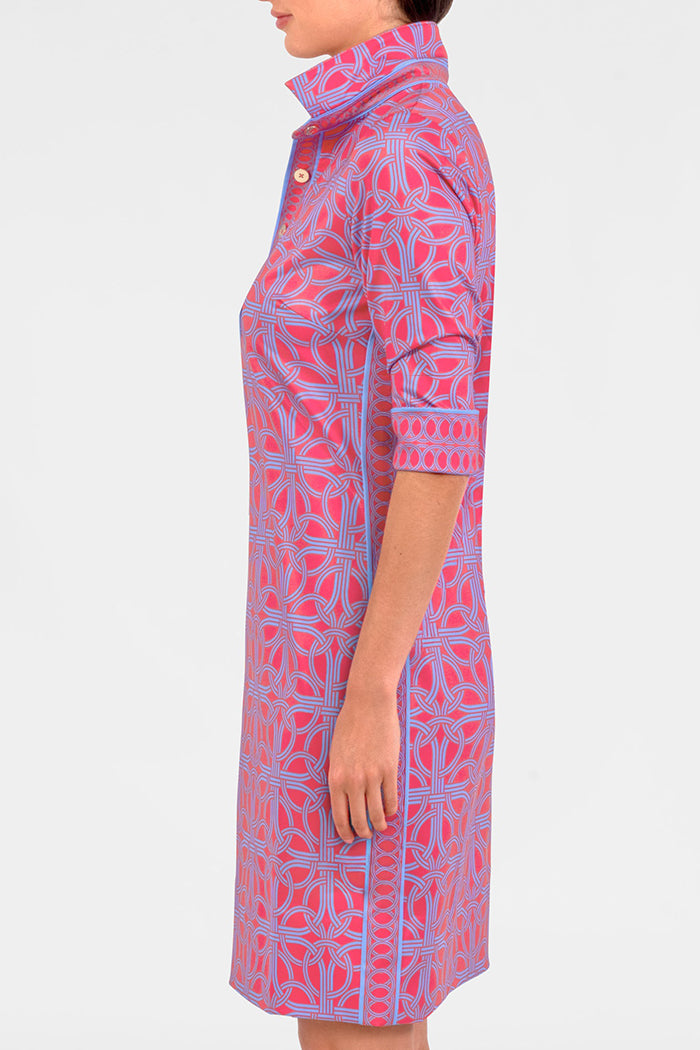 Ring Pattern Quarter-Sleeve Dress