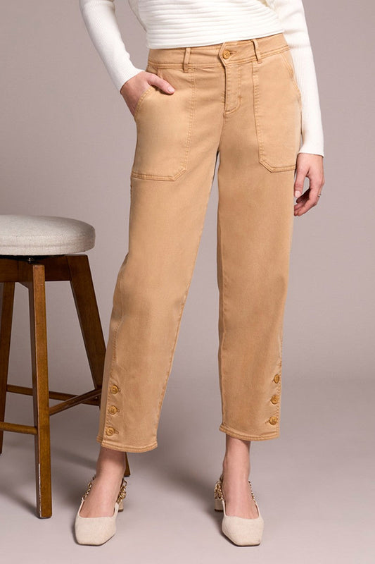 Casual Stretch Twill Patch Pocket Ankle Pants