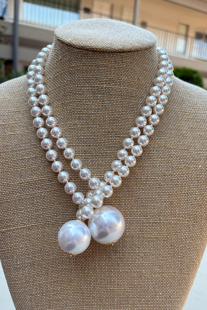 Double Pearl Pendant Layered Necklace