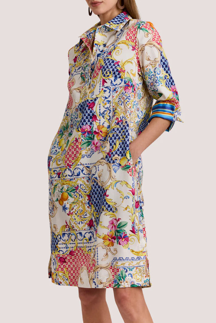 Floral Print 3/4 Sleeve Dress