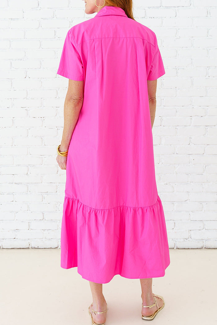 Tiered Hem Short Sleeve Pocket Dress