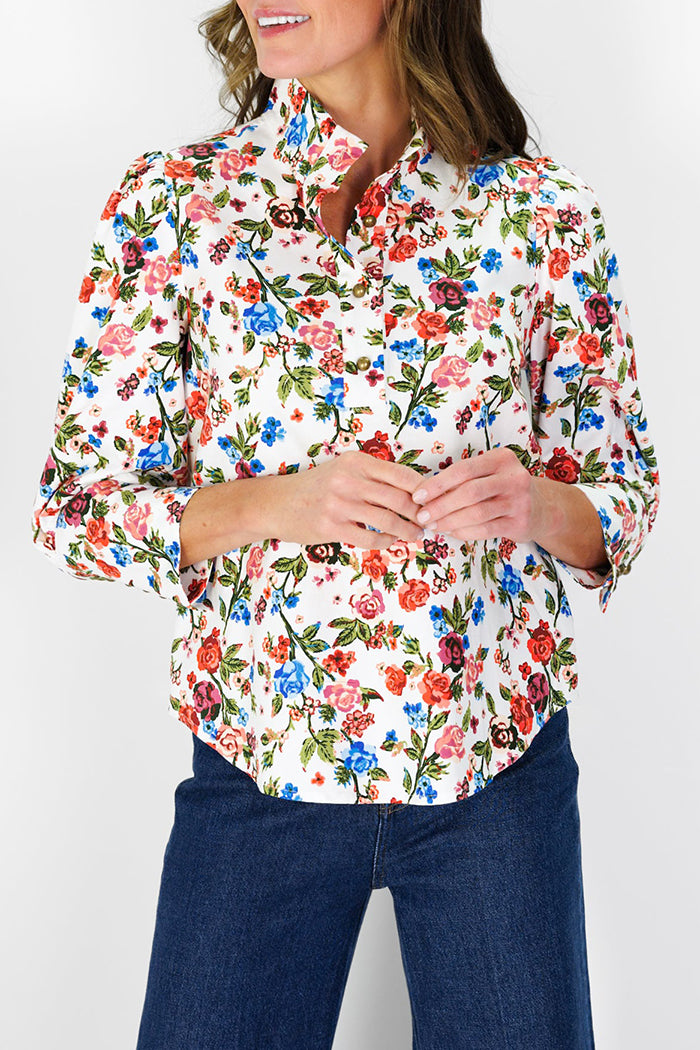 Stand-Collar 3/4 Sleeve Top