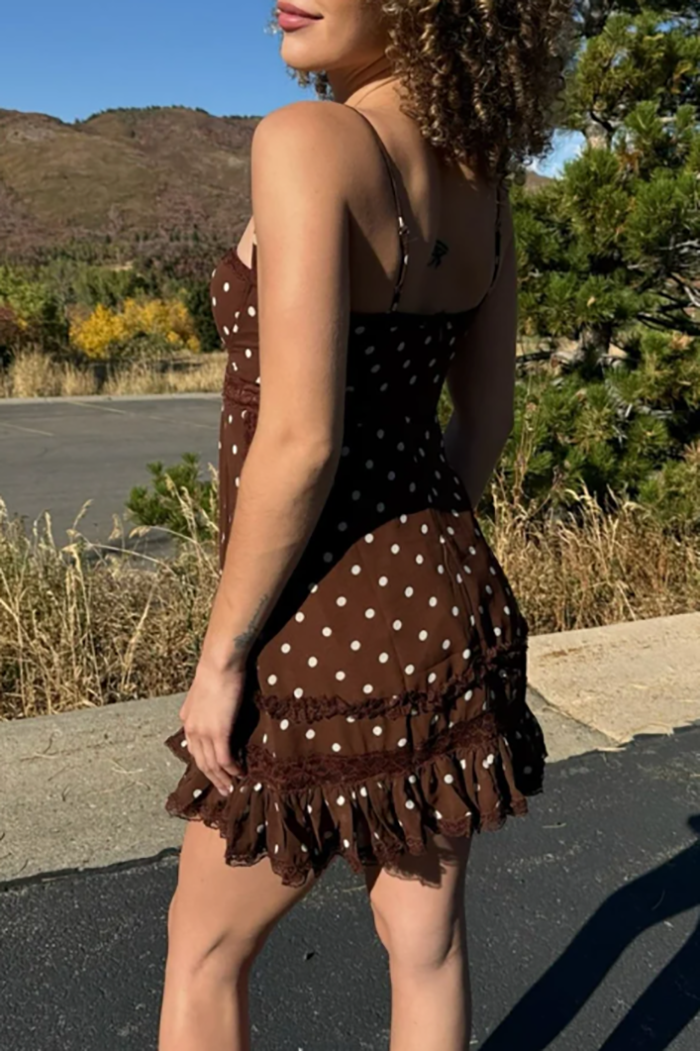 Polka Dot Ruffled Halter Dress