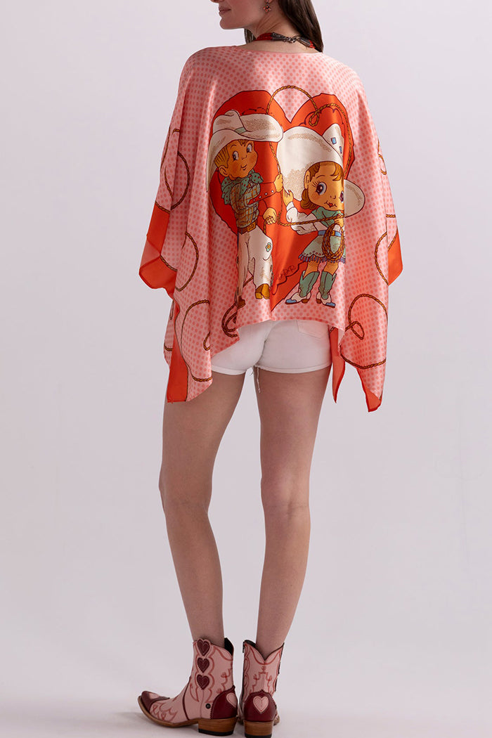 Vintage Cartoon Cowboy Poncho