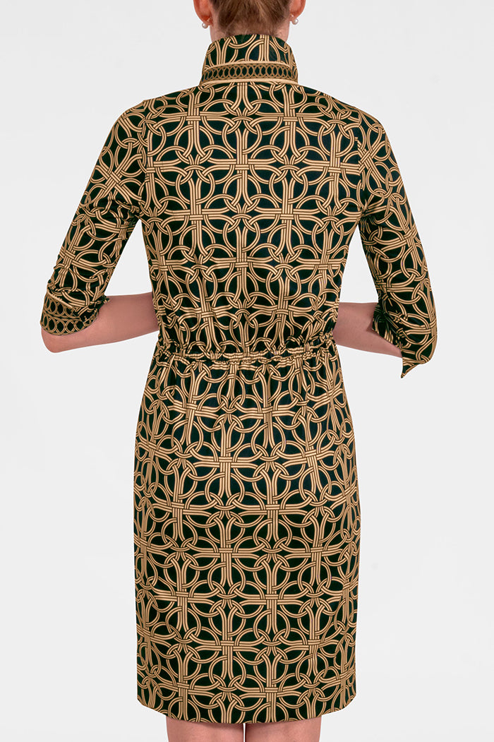 Pattern Twist-Front Shirt Dress