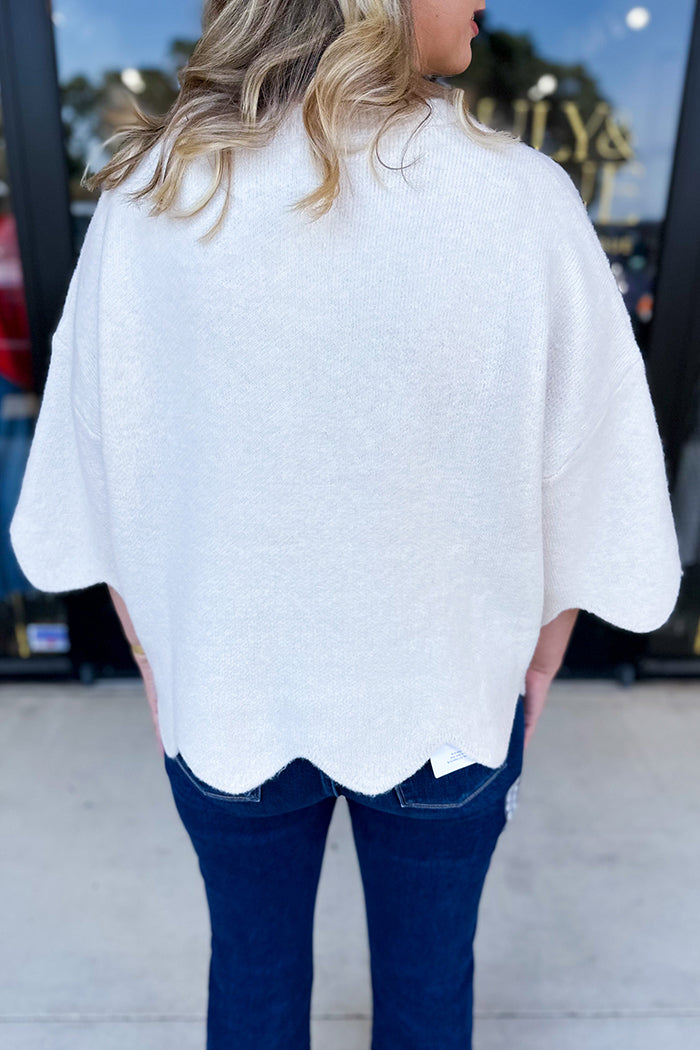 Casual Scalloped Sweater Top
