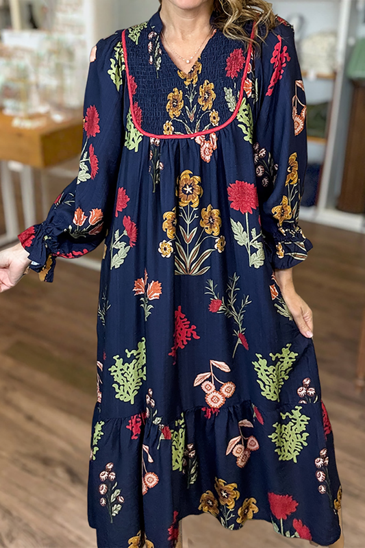 Smocked Yoke Floral Maxi Dress