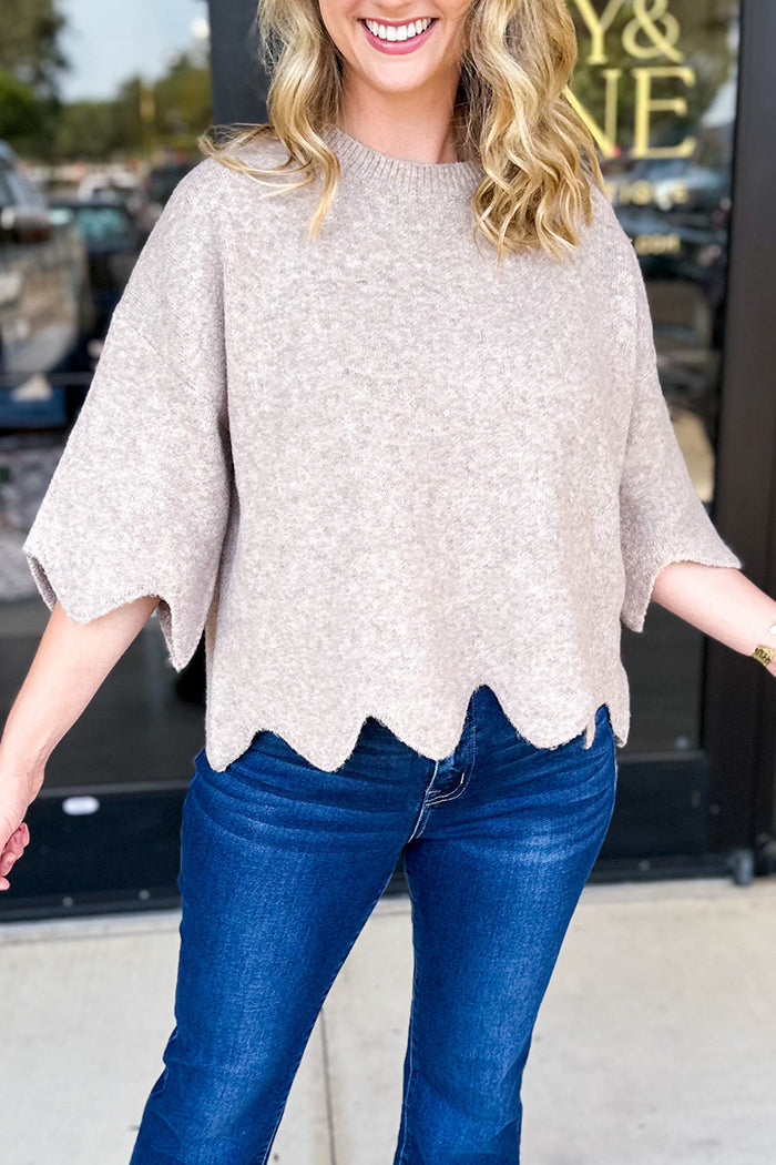 Casual Scalloped Sweater Top