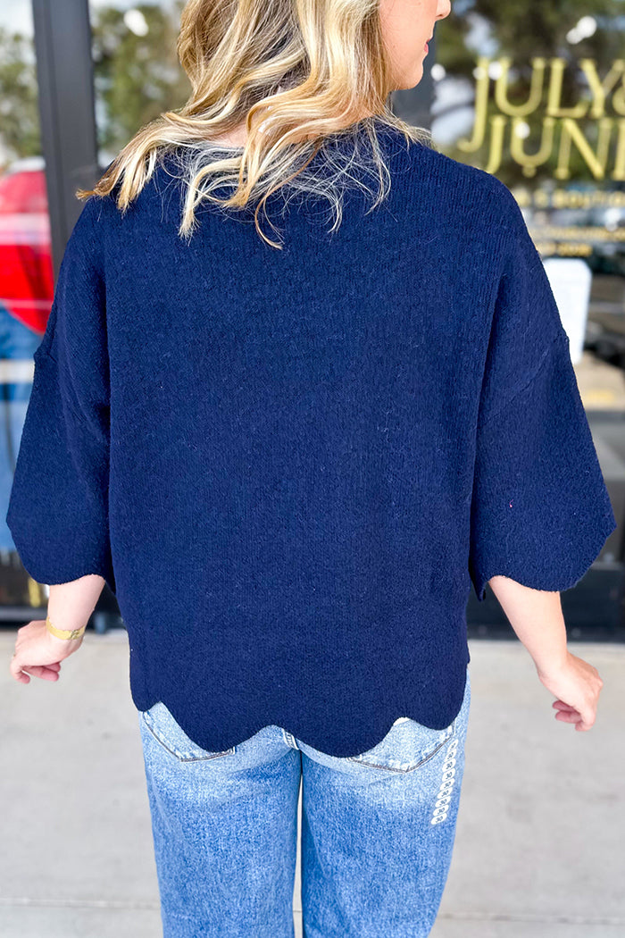 Casual Scalloped Sweater Top