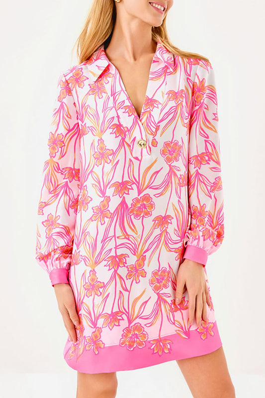 Casual Button Detail Floral Dress