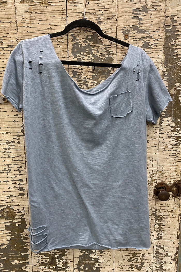 Casual Distressed V-Neck Tee