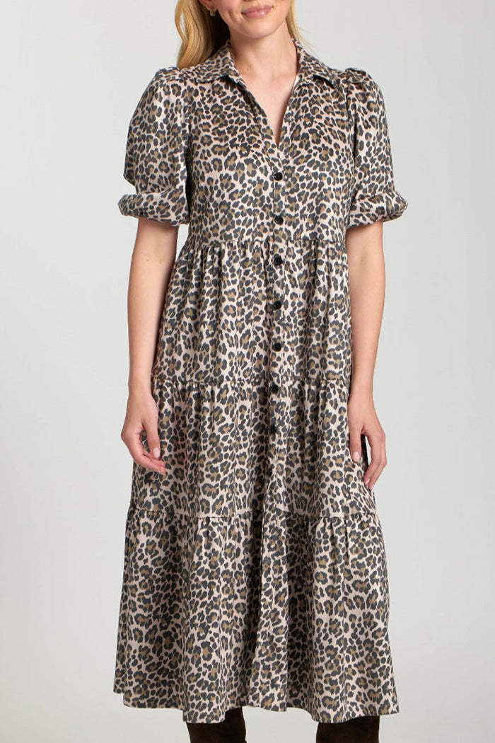 Puff Sleeve Animal Maxi Dress