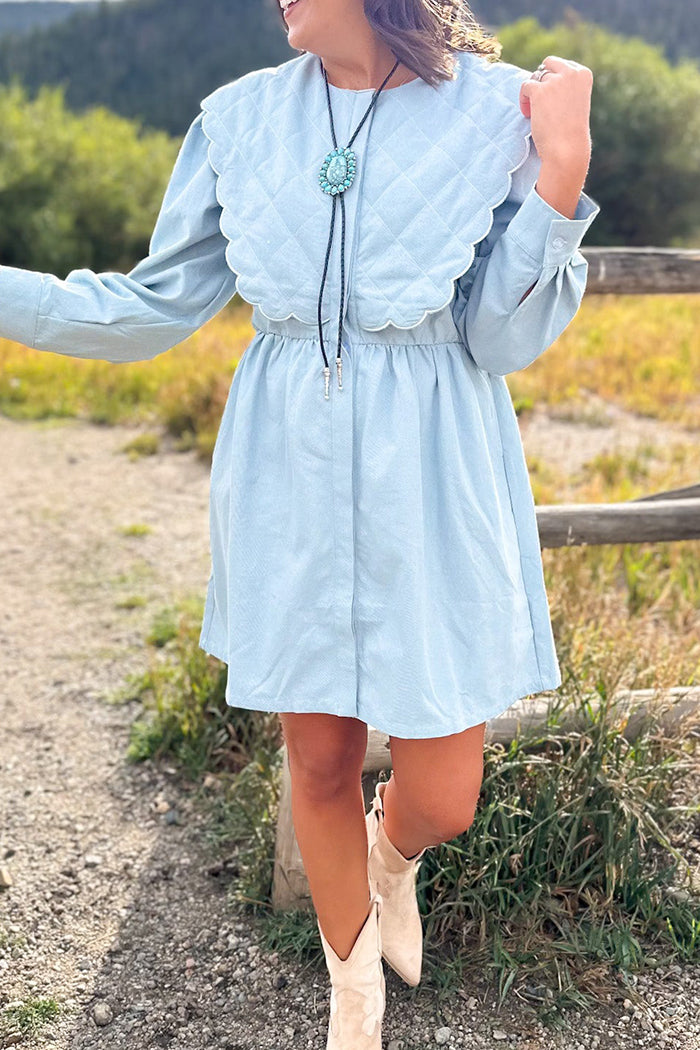 Quilted Scallop Overlay Dress
