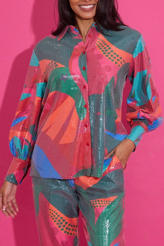 Casual Sequin Bold Printed Top