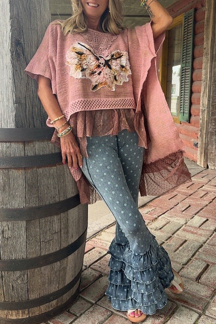 Polka Dot Tiered Ruffled Flare Leggings