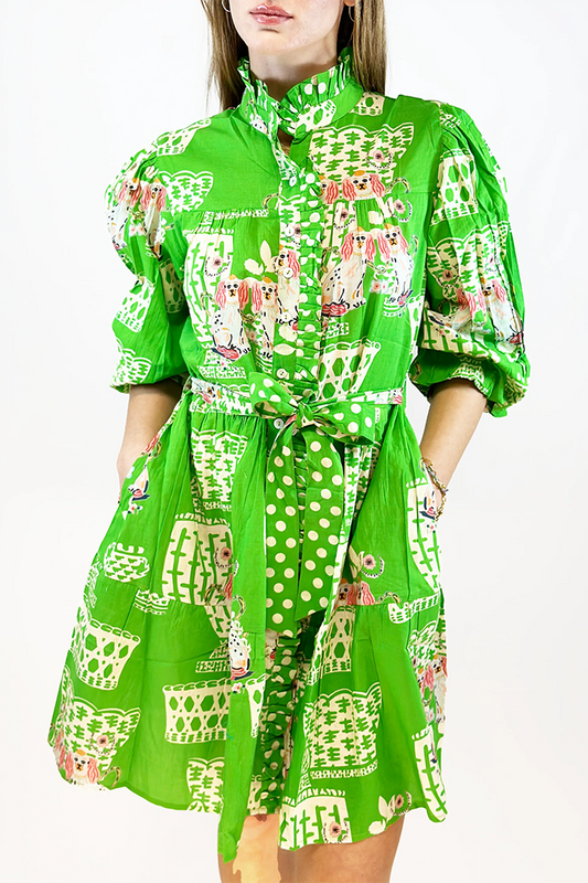 Vibrant Print Pocket Dress