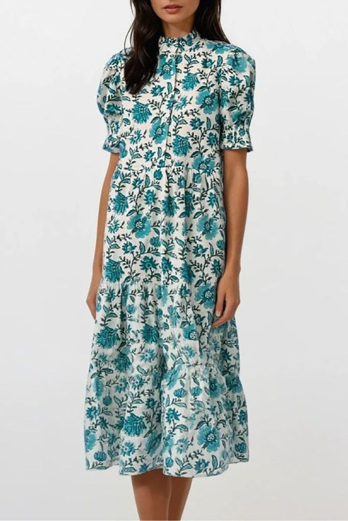 Casual Puff SLeeve Floral Dress