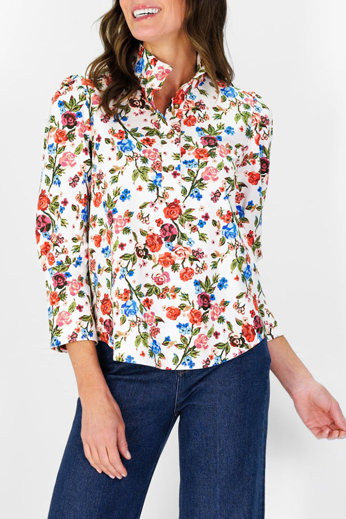 Stand-Collar 3/4 Sleeve Top