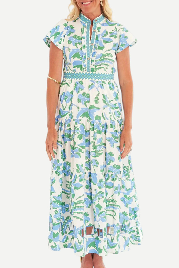 Cutout Hem Smocked Waist Dress