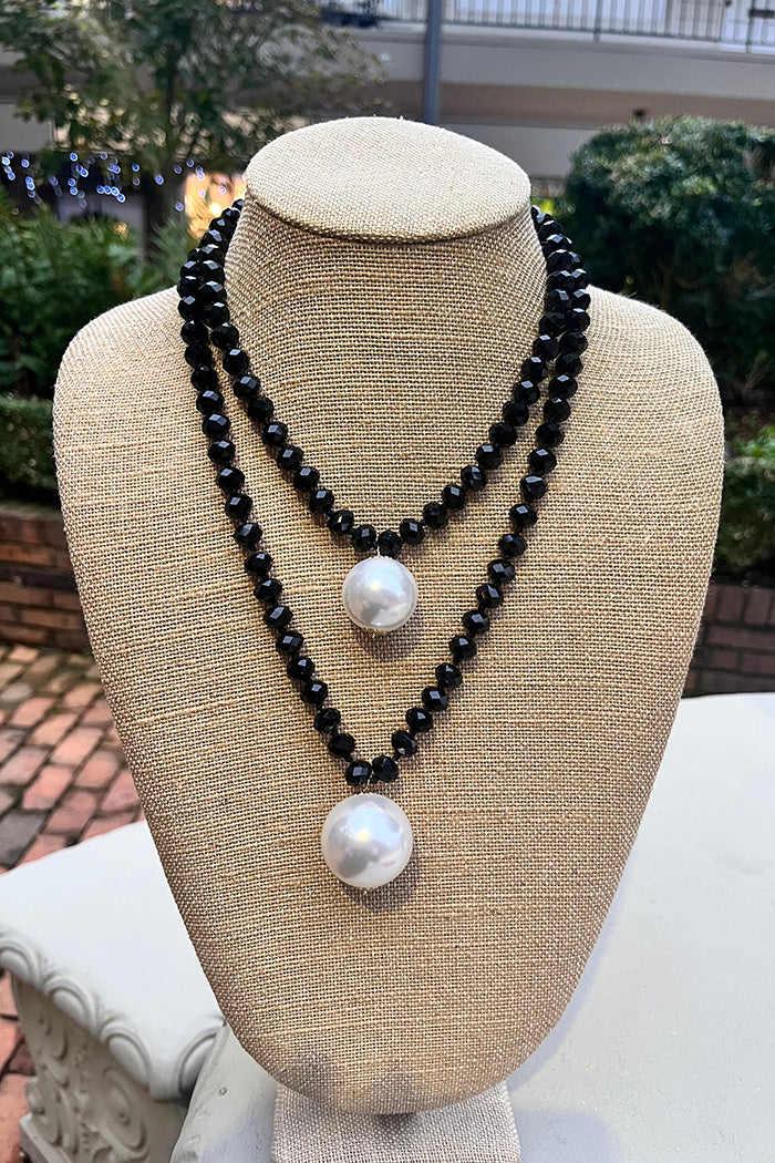 Double Pearl Pendant Layered Necklace