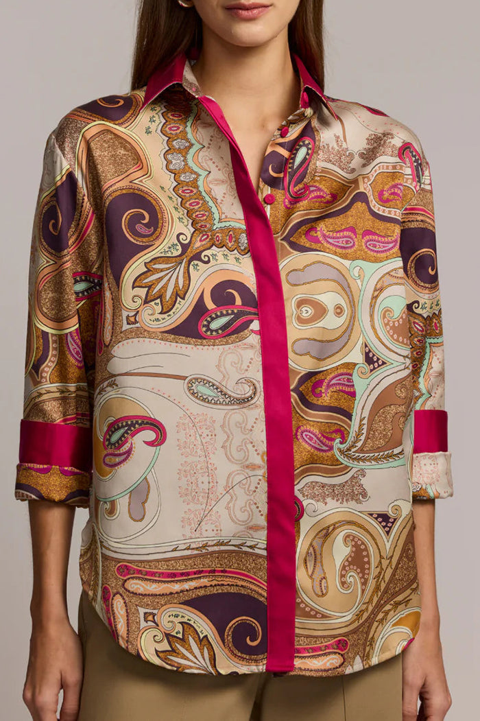 Vibrant Paisley Button-Down Top