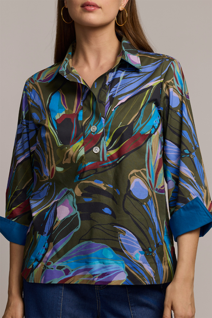 Vibrant Abstract-Print Blouse