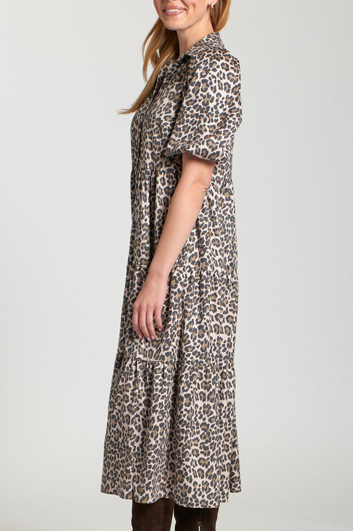 Puff Sleeve Animal Maxi Dress