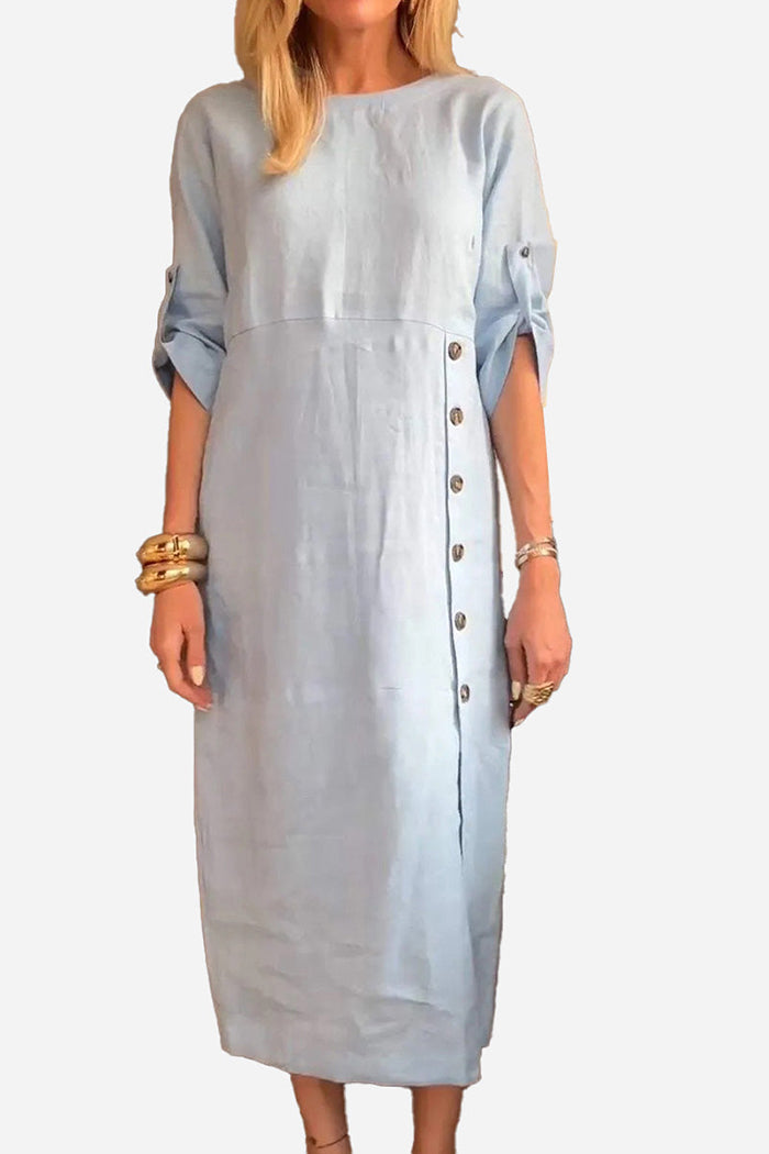 Crew Neck Plain Short Sleeve Midi Dress