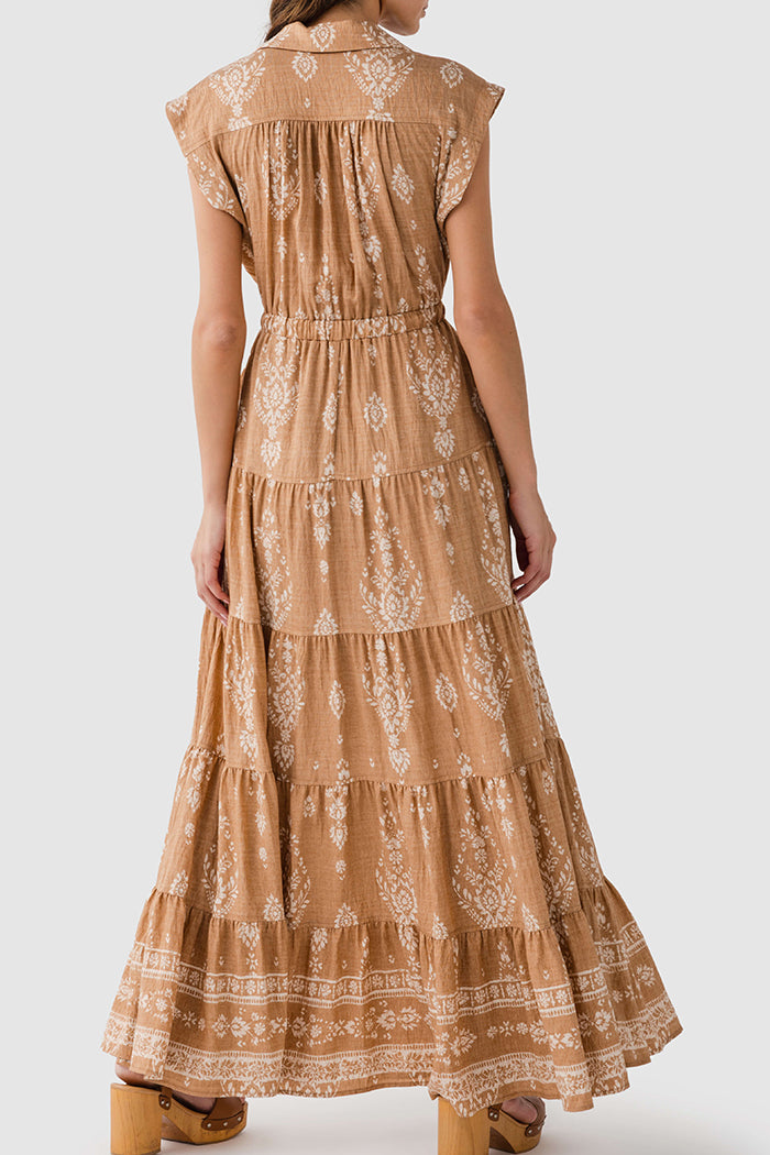 Tiered Drawstring Pocket Maxi Dress