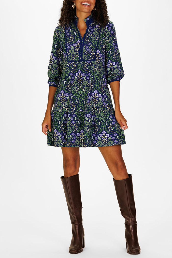 3/4 Puff Sleeve Ruffled Tiered Pocket Dress