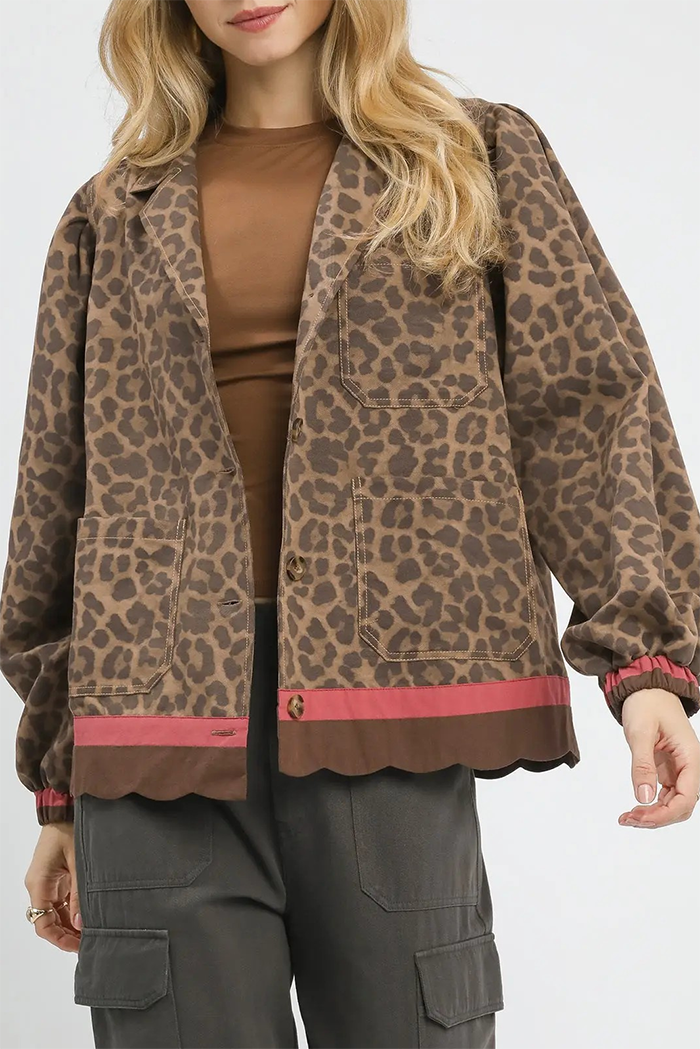 Leopard Print Pocket Oversized Jacket