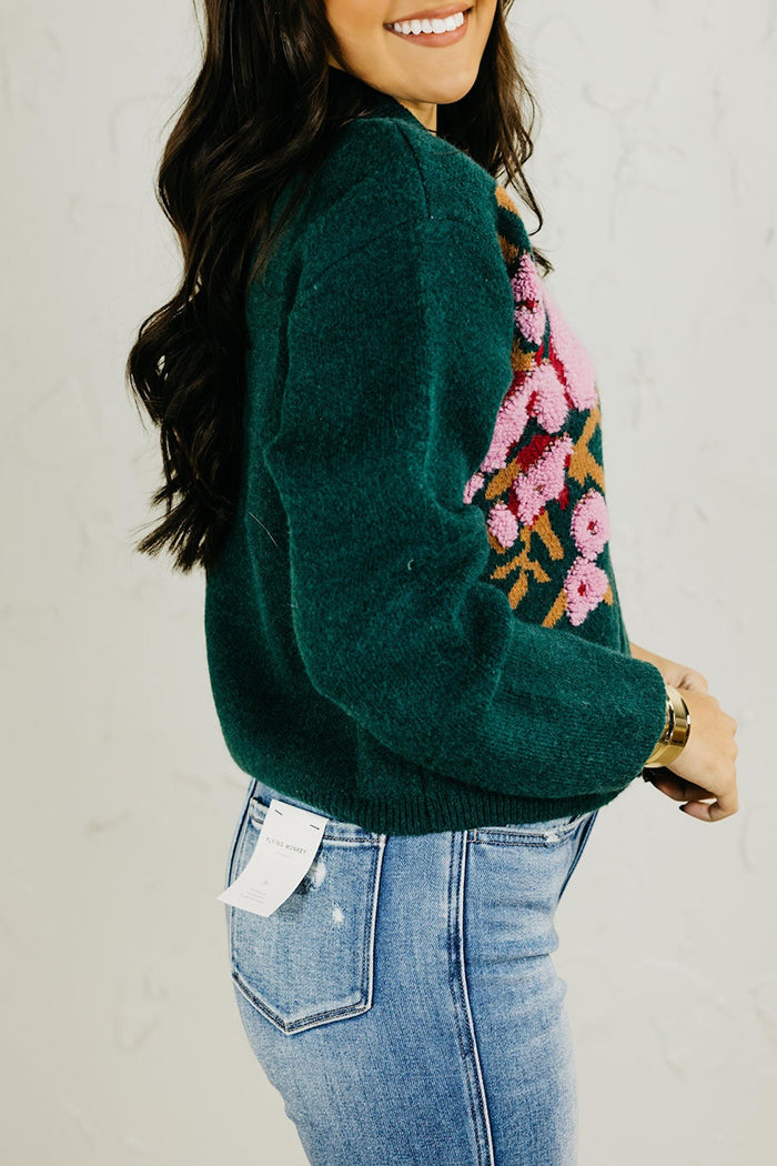 Floral Zip Up Sweater