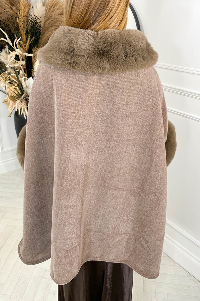 Fur-Collar Cape Coat