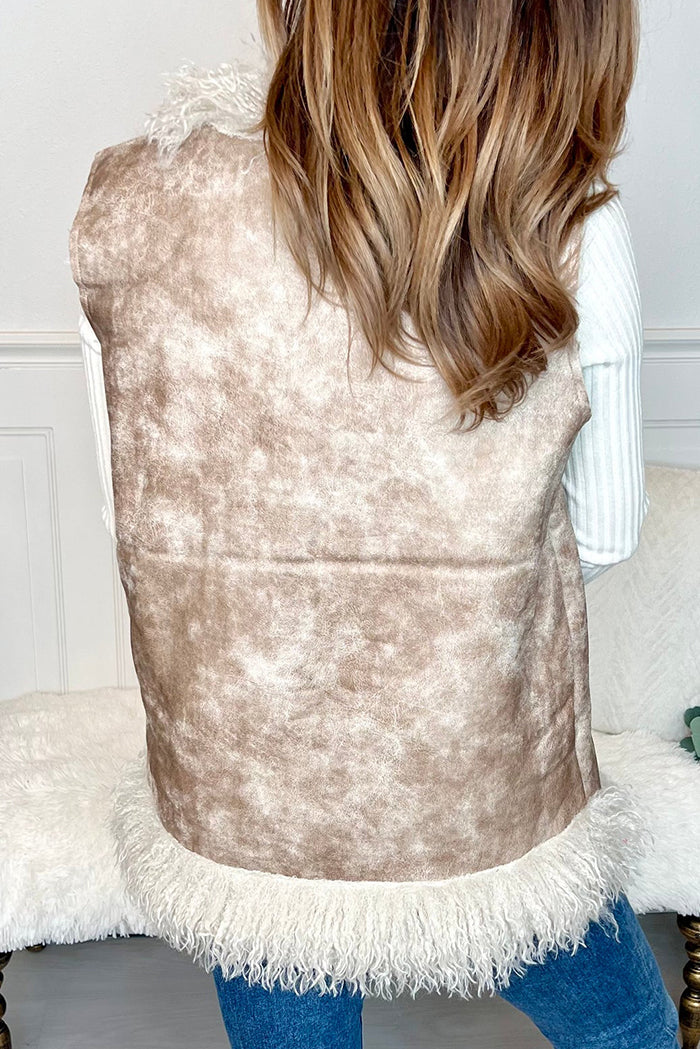Shaggy Trim Open Front Vest