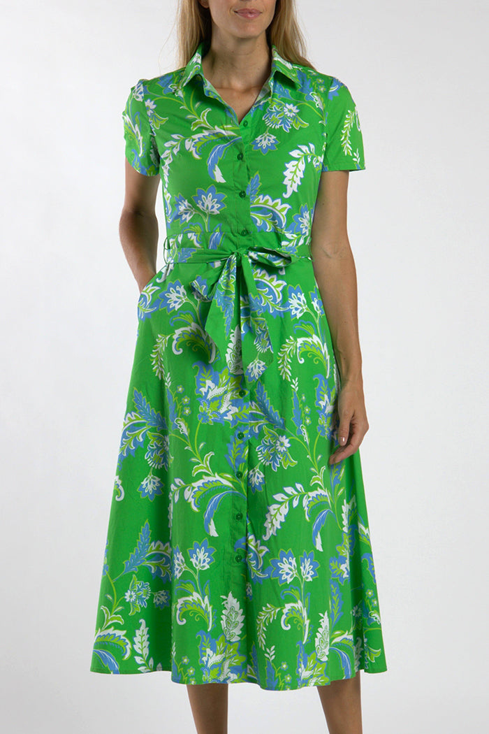 Short Sleeve Pocket Belted Dress