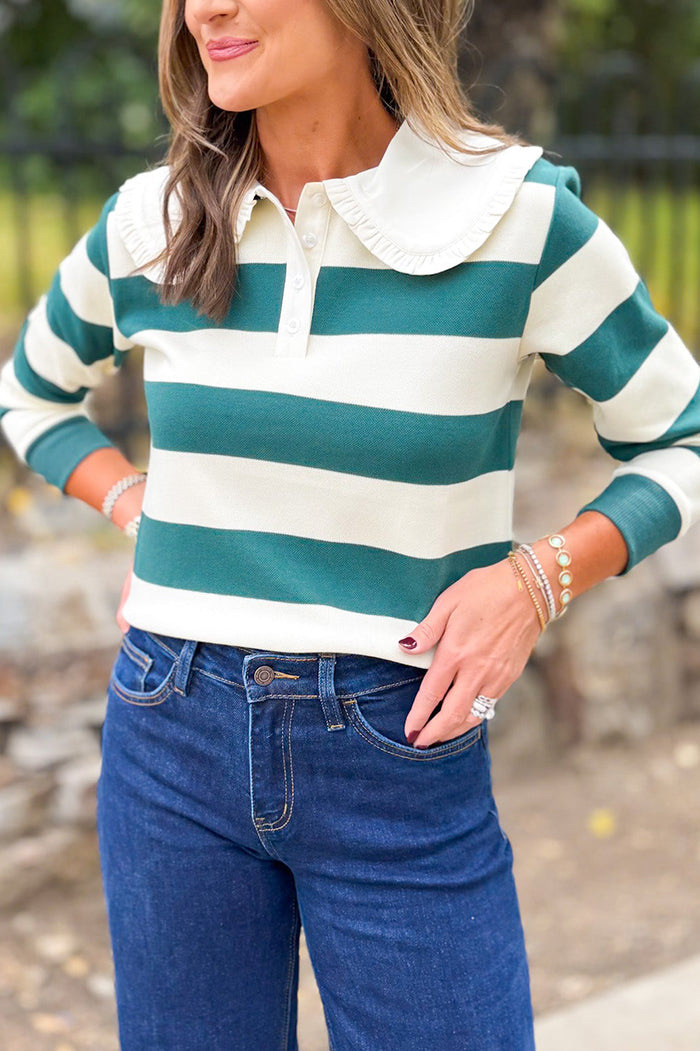 Casual Stripe Button Top