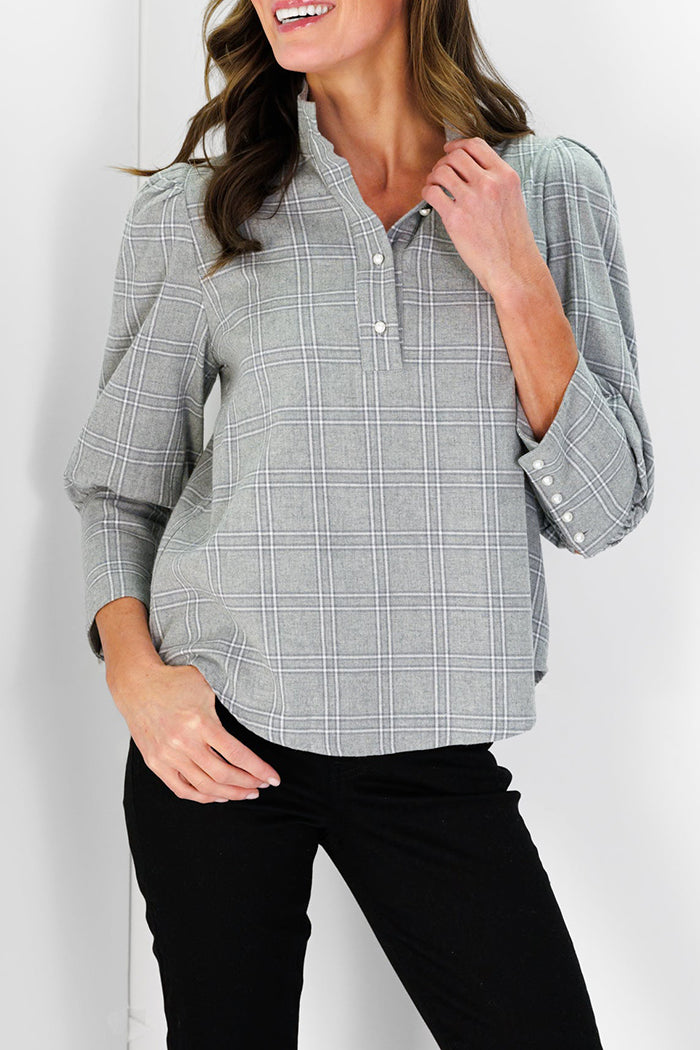 Stand-Collar 3/4 Sleeve Top