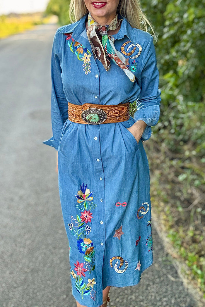 Long Sleeve Button Front Duster Dress