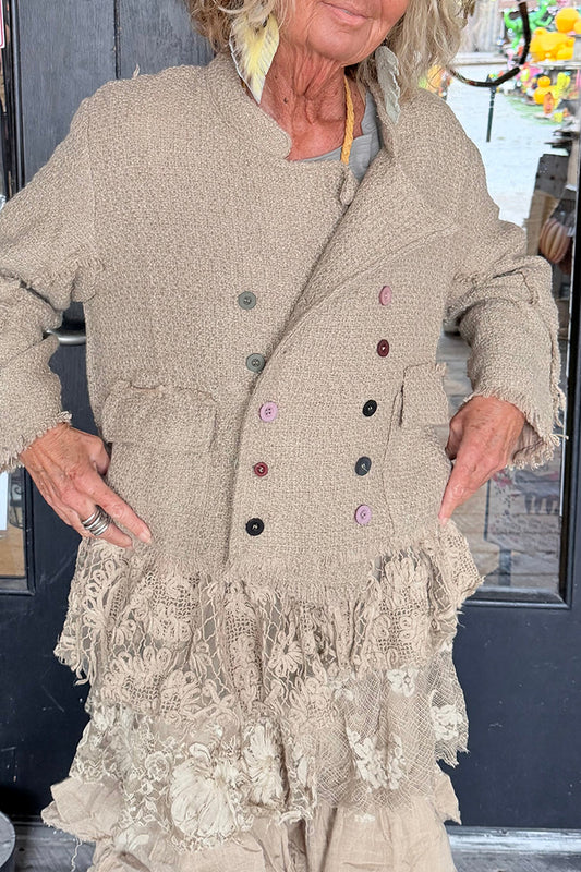 Textured Button-Front Pocket Jacket