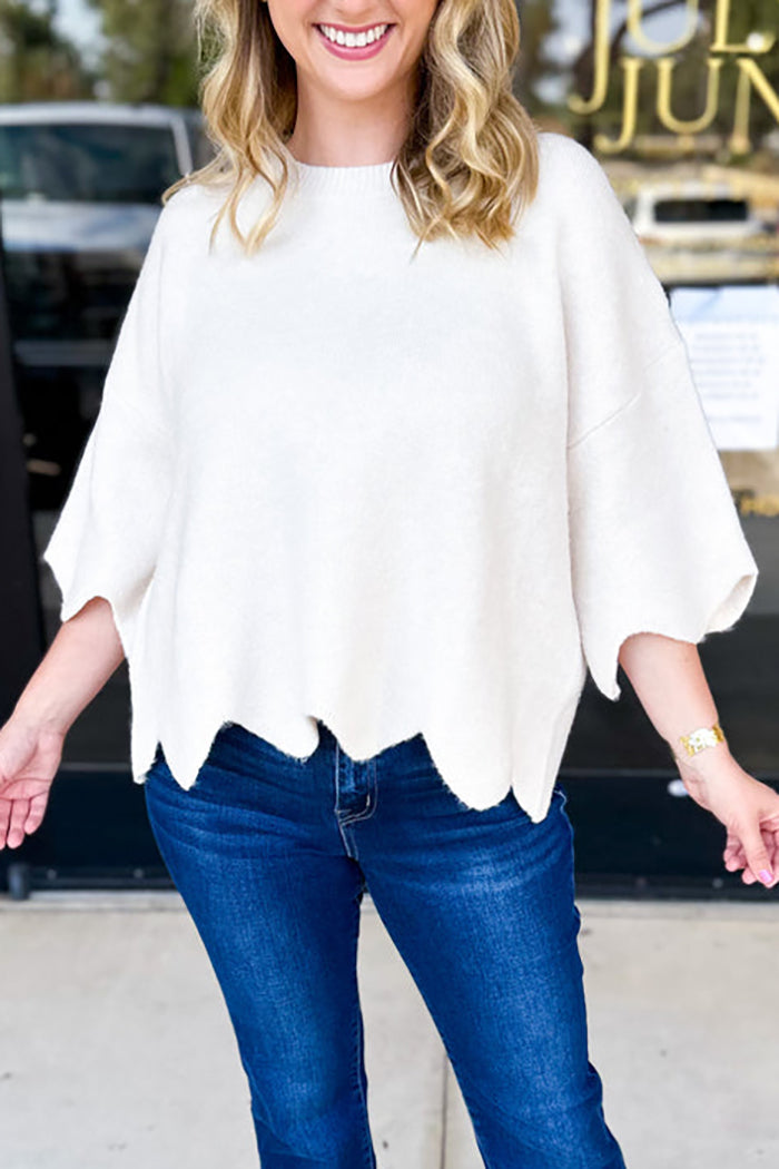Casual Scalloped Sweater Top